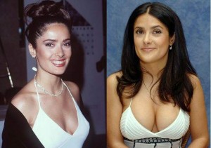 Salma Hayek Before After Plastic Surgery breast implants picture